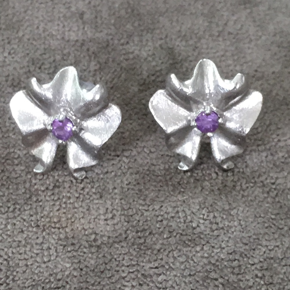 Sterling and Amethyst Leaf Earrings